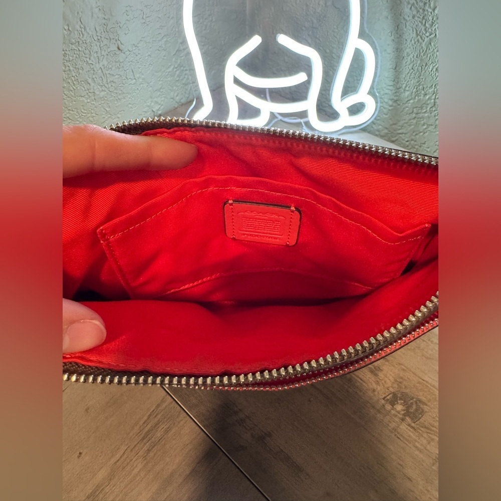 Coach Signature Brown Crossbody Bag with Orange Accents - Picture 4 of 4